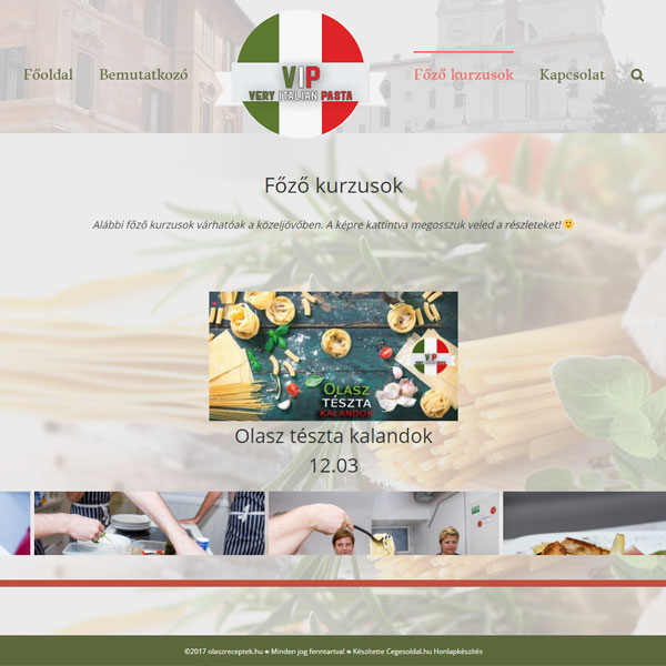 főzőiskola weboldal: Olaszreceptek.hu - Very Italian Pasta főzőiskola